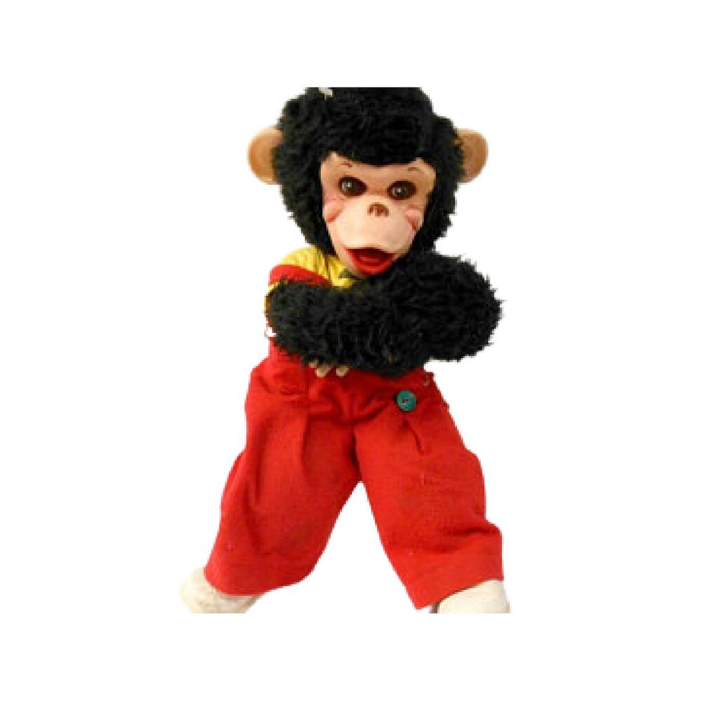 Plush Monkey Decor with Red Overalls